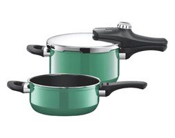 Zestaw szybkowar i patelnia szybkowarowa Silit Sicomatic Econtrol Duo Ocean Green zielony kod: 21.2929.0667