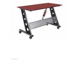 Biurko metalowe ze szklanym blatem - Compact czerwone