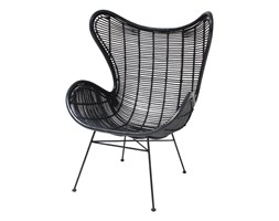 Fotel rattanowy czarny Egg HK Living