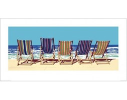 Kolorowe leżaki na plaży - reprodukcja