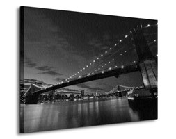 Brooklyn Bridge nocą BW - Obraz na płótnie