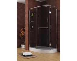 Aquaform Etna zestaw kabina półokrągła asymetryczna prawa 120x85 + brodzik chrom szkło grafitowe grigio 105-14098
