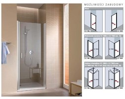 Kermi Cada XS drzwi wahadłowe 85 cm LEWE srebrny wysoki połysk przeźroczyste powłoka CadaClean CC1WL08520VPK