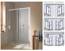 Kermi Cada XS drzwi przesuwne 2-częściowe z polem stałym 120 cm LEWE srebrny wysoki połysk przeźroczyste powłoka CadaClean CCG2L12020VPK