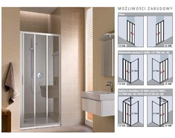 Kermi Cada XS drzwi przesuwne 3-częściowe z polem stałym 90 cm LEWE srebrny wysoki połysk przeźroczyste powłoka CadaClean CCG3L09020VPK