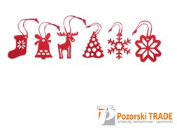 Komplet 6 czerwonych filcowych zawieszek na choinkę ROUGE