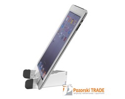 Składana biała podstawka do tabletu lub smartfona STANDOL