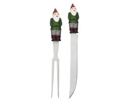 Sagaform - Christmas - nóż i widelec do mięs, skrzat, 30 i 26,5 cm