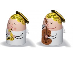 A di Alessi ANGLES BAND Porcelanowe Figurki - Kontrabas i Saksofon