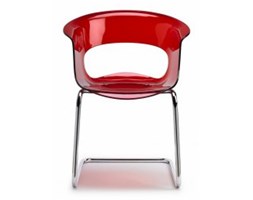Krzesło Miss B płoza, czerwone transparentne