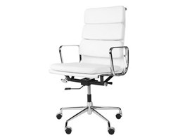 Fotel biurowy CH2191 biała skóra chrom