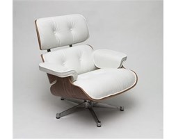 Fotel Vip biały/walnut/srebrna baza