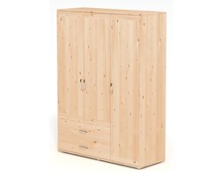 Szafa 3drzwiowa, 2 szuflady, 4 półki, 2 relingi, sosna naturalna, białe paski
