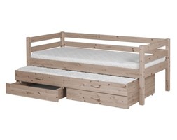 Łóżko Classic krótsze z łóżkiem wysuwanym z 2 szufladami, terra