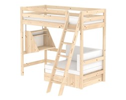 Łóżko wysokie Classic z pochyłą drabinką, naturalne