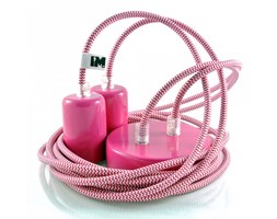 Kolorowe kable w oplocie zebra pink&white - 2 x 2,5m