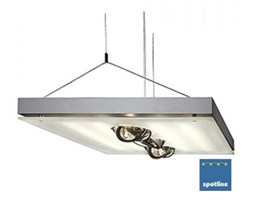T5 GRILL QRB wisząca, kwadratowa, srebrnoszary, 4x T5 24W i 3x QRB111 50W max. 157112