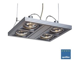 AIXLIGHT SQUARE ES111 wisząca, srebrnoszary, 4x GU10, max. 75W 154372