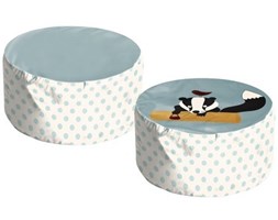 Pufa LAS. Pokrowiec zdejmowany 100% bawełniany, nadaje się do prania. Śr. 60x30c