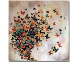 Nice Wall Butterflies On Pale Ochre - Obraz
