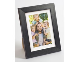 Foto ramka na zdjęcie z passepartout białym L25 czarny szczotkowany 10x15 cm