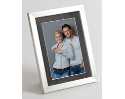 Foto ramka na zdjęcie z czarnym passepartout srebrny szczotkowany 30x40 cm