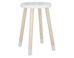 Wysoki stołek lub stolik nocny, biały MDF i jesion, śr.30x47