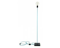 Lampa podłogowa loft design kolorowe kable w oplocie turkusowym
