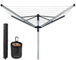 Brabantia Lift-O-Matic 50 Suszarka Ogrodowa 4 Ramiona - Mocowanie z Tworzywa do Gruntu + Akcesoria