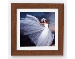 Foto ramka kwadratowa L25 ciemny brąz 25x25 cm z białym passepartout