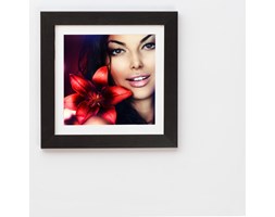 Foto ramka kwadratowa L25 czarny szczotkowany 20x20 cm z białym passepartout