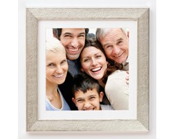 Foto ramka kwadratowa L25 srebrny szczotkowany 30x30 cm z białym passepartout