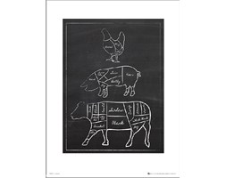 Butchers Cuts Chalk Portrait - art print