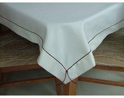 Obrus Len Biały Elegance MT Sznurek Brąz