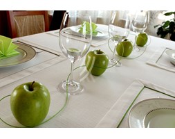 Obrus Len Biały Elegance MT Wypustka Zielona