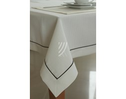 Obrus Len Biały Elegance MT Wypustka Brąz
