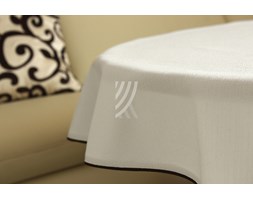 Obrus Len Biały Elegance Wypustka Brąz