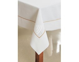 Obrus Len Biały Elegance MT 10 Wypustka Złota