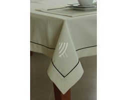 Obrus Len Krem Elegance MT Wypustka Brąz