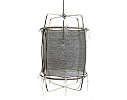 Ay illuminate Z11 Ø48,5cm - bambusowa lampa wisząca z czarną, jedwabno-kaszmirową tkaniną