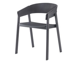 Muuto Cover antracytowe, klasyczne krzesło drewniane