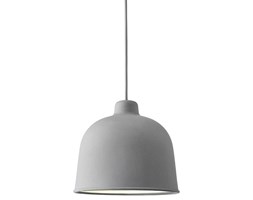 Muuto Grain szara, nowoczesna lampa sufitowa, idealna nad stołem