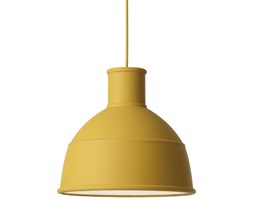 Unfold Muuto ciemnożółta, nowoczesna lampa wisząca z silikonu