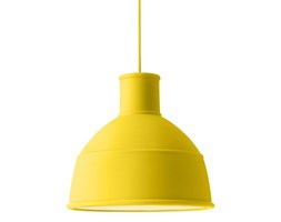 Unfold Muuto żółta, nowoczesna lampa wisząca z silikonu
