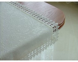 Bieżnik Zawijas Haft Krem z Gipiurą 50x100