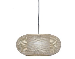Ay illuminate Al Shade Ø40cm, ażurowa lampa wisząca z bambusa w kolorze naturalnym
