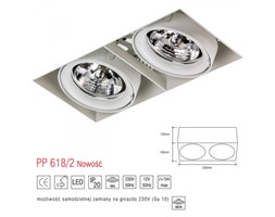 PP Design 618/2 WH OPRAWA HALOGENOWA LED WPUSZCZANA OCZKO BEZRAMKOWA REGULOWANA BIAŁY ES111 QR111 AR111 GU10 G53