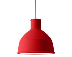 Unfold Muuto czerwona, nowoczesna lampa wisząca z silikonu