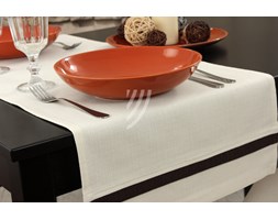 Nakładka 40x140 Len Elegance Biały Wstawka Brąz