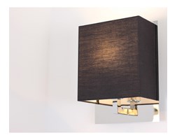 PP Design K 490 BLACK KINKIET LAMPA ŚCIENNA METAL CHROM ABAŻUR MATERIAŁ CZARNY WŁĄCZNIK E27 LED